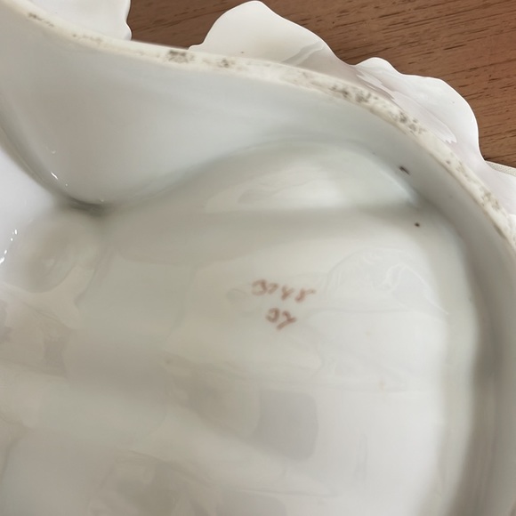Antiquarian Hand Painted China Serving Dish With Handle:...